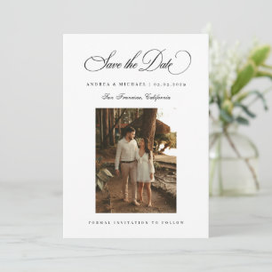 Klassisches Skript Minimal Foto 2026 Hochzeit Save The Date