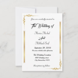 Klassisches Skript und Eastern Gold Motif Einladung