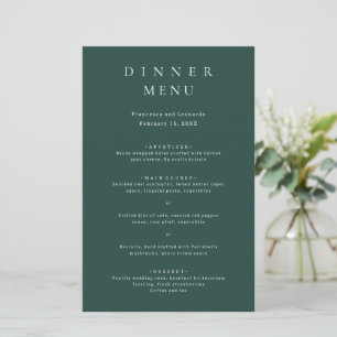 Klassisches Smaragdgrün Einfaches Hochzeitsmenü