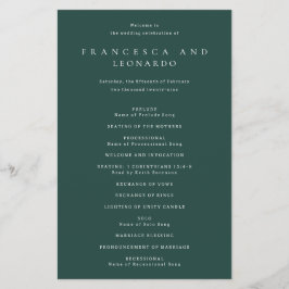 Klassisches Smaragdgrünes Einfaches Hochzeitsprogr Flyer
