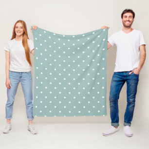 Klassisches Soft Sage Grün Weiße Punkte Minimalist Fleecedecke