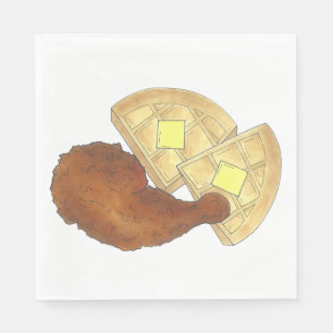 Klassisches Soul Frittiertes Hühnchen und WaffelDi Serviette