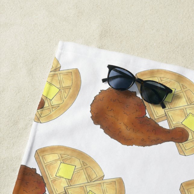 Klassisches Soul Frittiertes Hühnchen und WaffelDi Strandtuch (Beispiel)