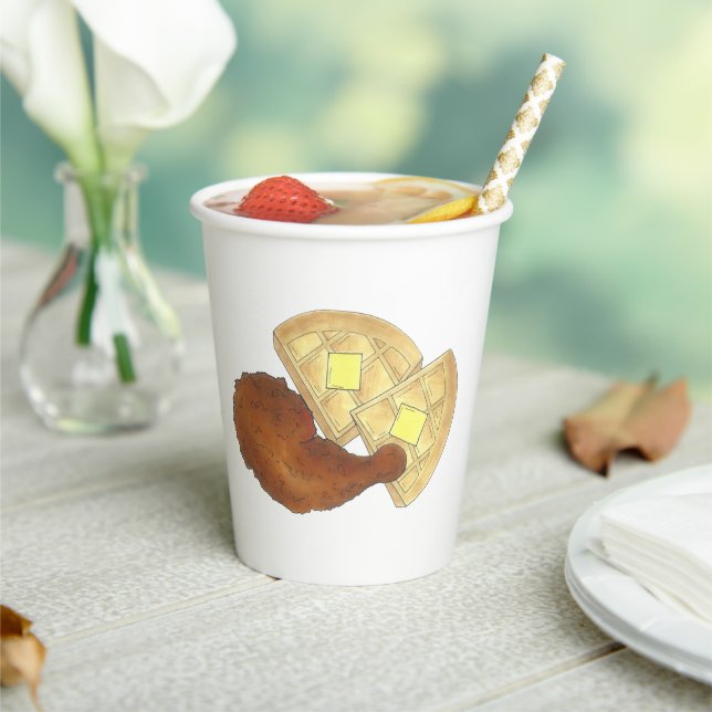 Klassisches Soul Frittiertes Hühnchen und Waffeln  Pappbecher (In Situ)