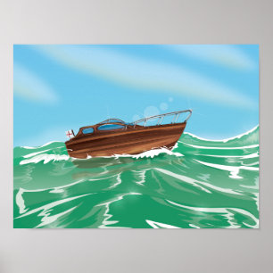Klassisches Speedboat Poster