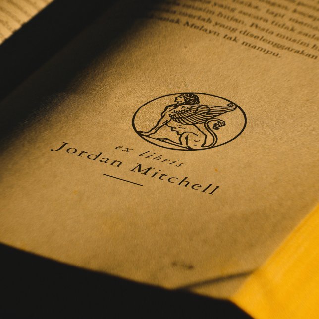 Klassisches Sphinx Buchzeichen Name Ex Libris Buch Gummistempel (Stamp Mock-up)
