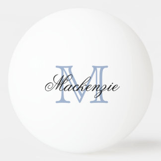 Klassisches Spiel | Monogram Name Script Blue Init Tischtennisball