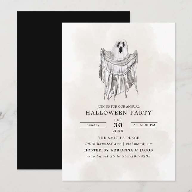 Klassisches Spooky Woods Sheet Ghost Halloween Einladung (Vorne/Hinten)