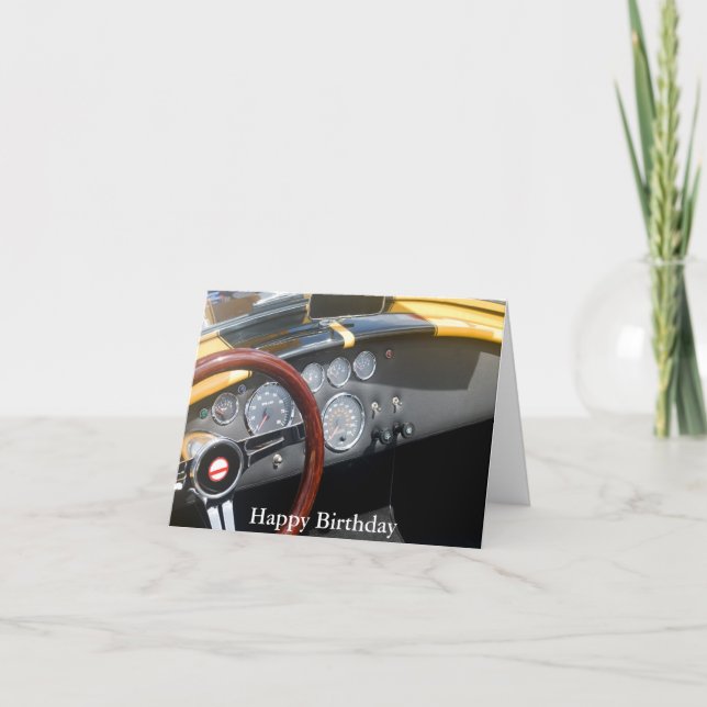 Klassisches Sportauto, viel Glück zum Geburtstag Karte (Vorderseite)