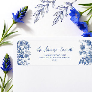 Klassisches Staubblau Toile Blumen Hochzeit Dankes