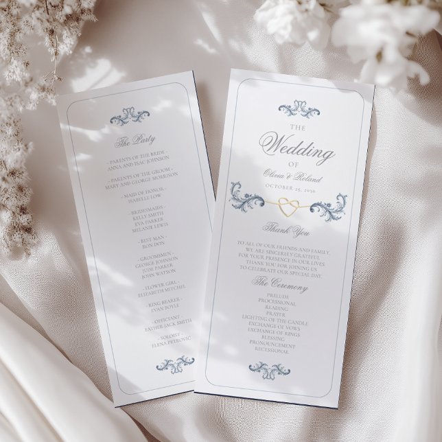 Klassisches Staubblaues Hochzeitsprogramm (Von Creator hochgeladen)