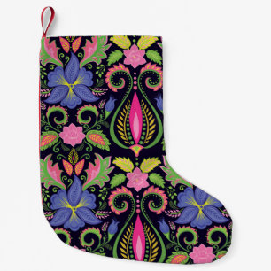 Klassisches Stiefmütterchen: Vintage-Blumen-Wallpa Kleiner Weihnachtsstrumpf