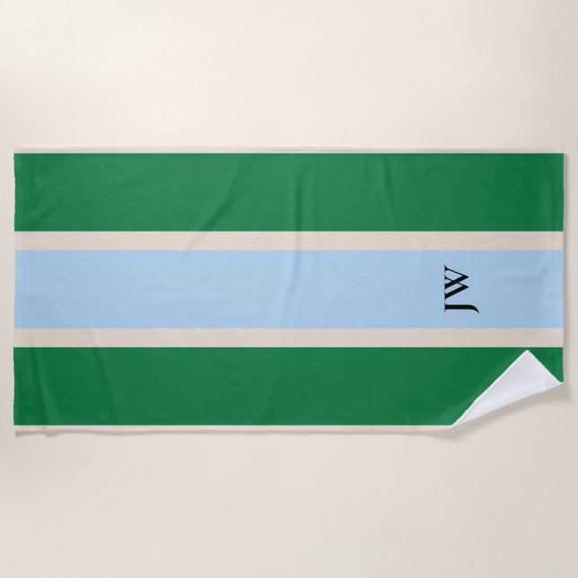 Klassisches Strandtuch mit Rennstreifen-Monogramm (Vorderseite)