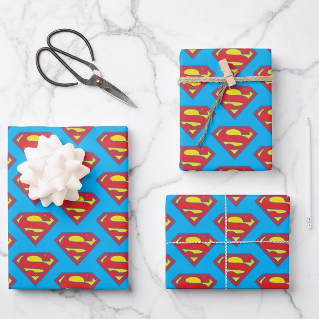 Klassisches Supergirl-Logo mit blauer Kontur Geschenkpapier Set (Vorderseite)