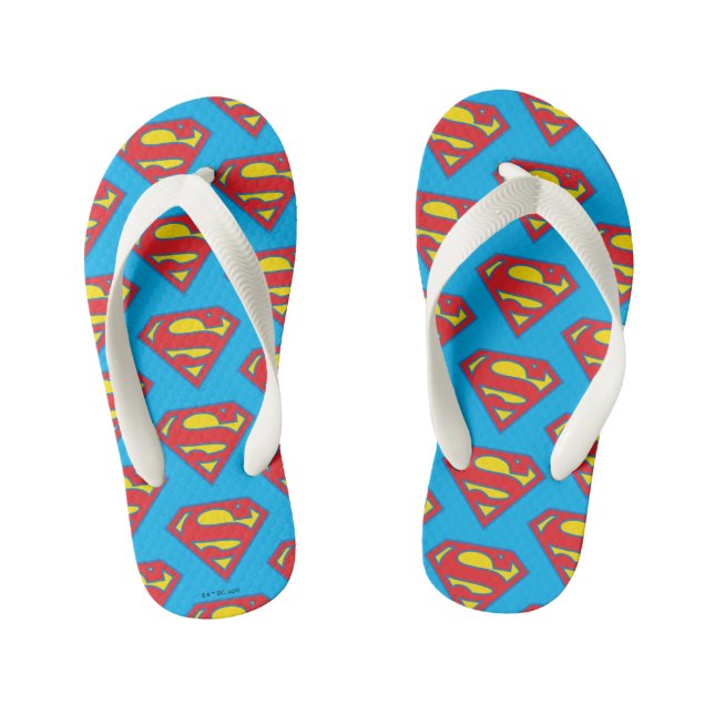 Klassisches Supergirl-Logo mit blauer Kontur Kinderbadesandalen (Fußbett)