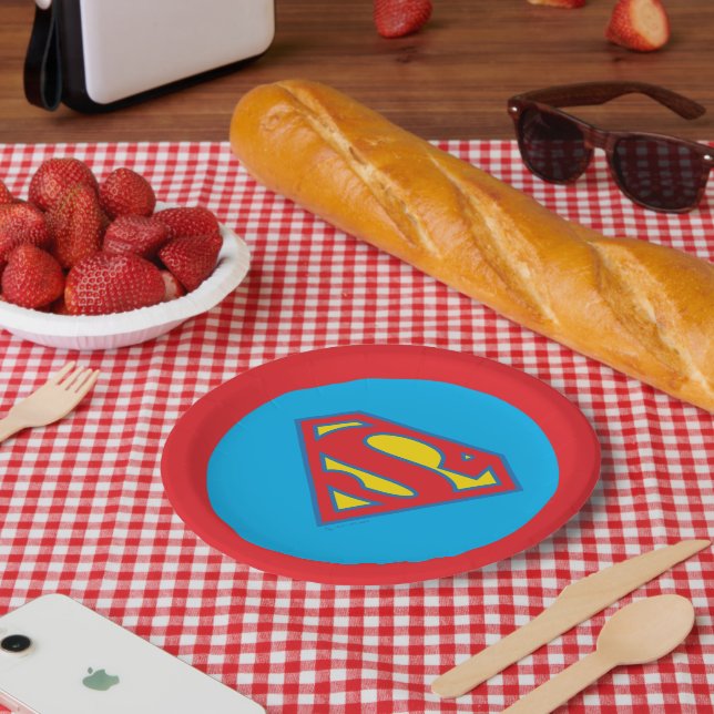 Klassisches Supergirl-Logo mit blauer Kontur Pappteller (Picknick)