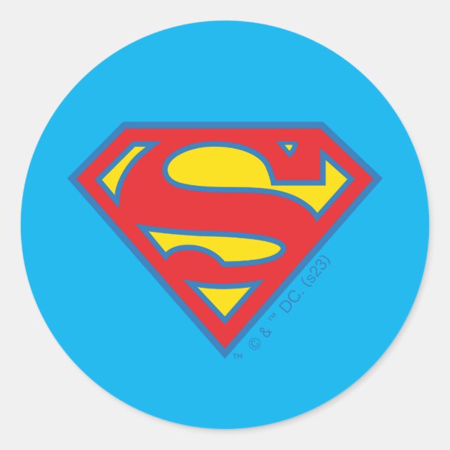 Klassisches Supergirl-Logo mit blauer Kontur Runder Aufkleber (Vorderseite)