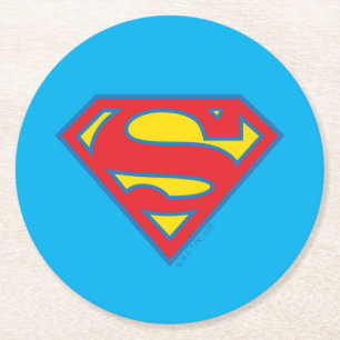 Klassisches Supergirl-Logo mit blauer Kontur Runder Pappuntersetzer