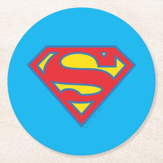 Klassisches Supergirl-Logo mit blauer Kontur Runder Pappuntersetzer (Vorderseite)
