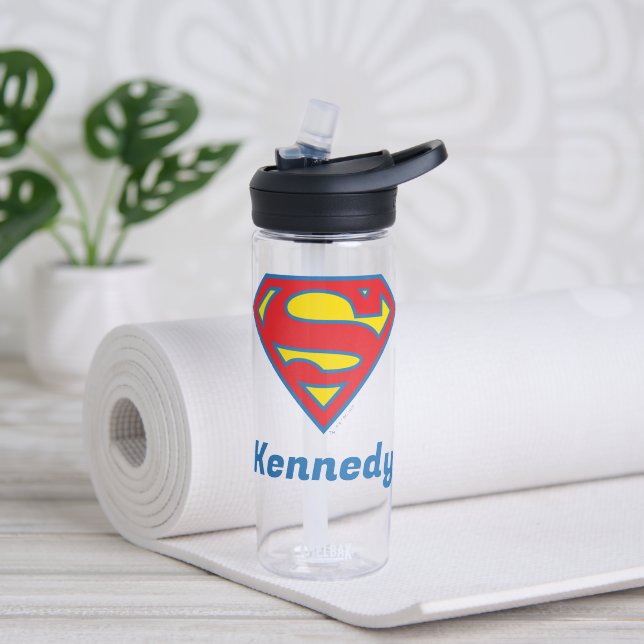 Klassisches Supergirl-Logo mit blauer Kontur Trinkflasche (Yoga)