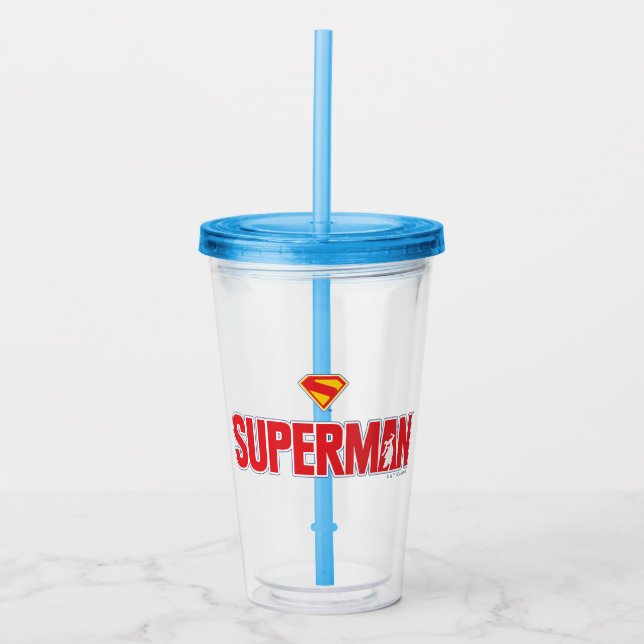 Klassisches Superman Bold-Logo Acryltrinkbecher (Vorderseite)