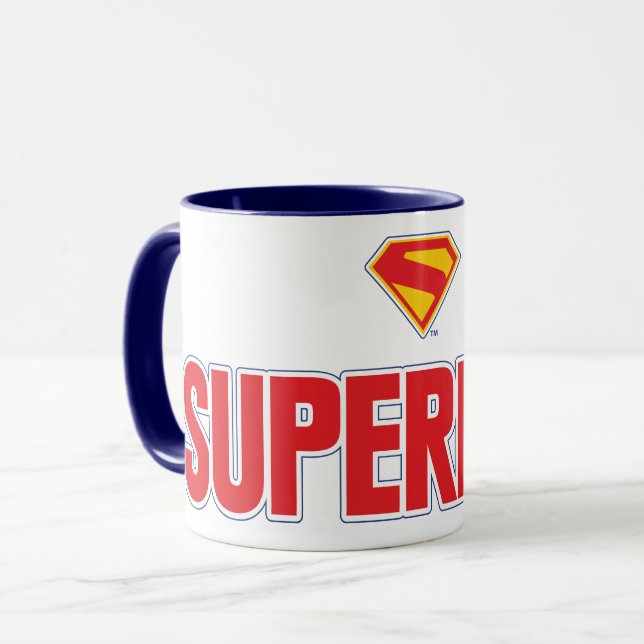 Klassisches Superman Bold-Logo Tasse (Vorderseite Links)