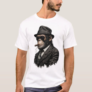 Klassisches T-Shirt mit Affe im Anzug – Vintage-De