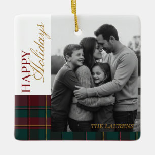 Klassisches Tartan-Familienweihnachten Keramikornament