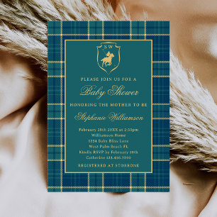 Klassisches Tartan-Karo Old Money Polo-Baby-Shower Einladung