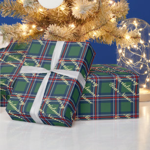Klassisches Tartan-Muster personalisiertes Weihnac Geschenkpapier