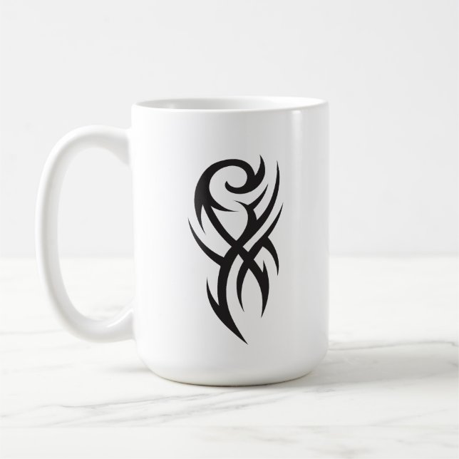 Klassisches Tattoo-inspiriertes Line-Art-Design Kaffeetasse (Links)