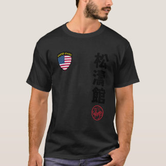 Klassisches Team Karate Shotokan USA-Flagge Kanji T-Shirt