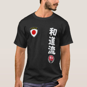 Klassisches Team Karate Wado Ryu Japan Flagge Kanj T-Shirt