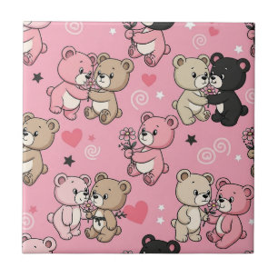 Klassisches Teddybär-Herzen-Muster Fliese