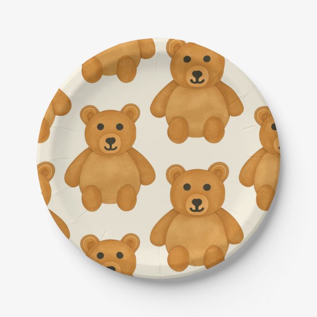 Klassisches Teddybärmuster Pappteller (Vorderseite)