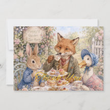 Klassisches Teetrinken mit Märchenfiguren Hase Fuc