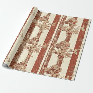 Klassisches Terrakotta-Rot-Toile-Blumenmuster-Crem Geschenkpapier