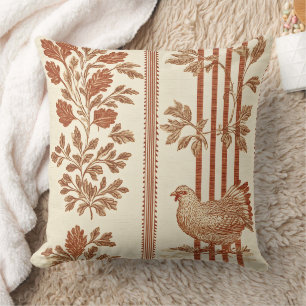 Klassisches Terrakotta-Scheunen-Huhn-Toile-Muster Kissen