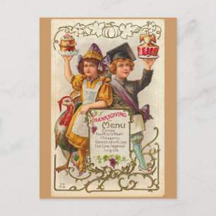 Klassisches Thanksgiving-Menü Postkarte