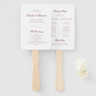 Klassisches tiefes Burgunderrot-Script-Hochzeitspr Fächer