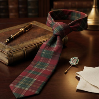Klassisches Tiefrot und Waldgrün-Tartan-Karo Krawatte