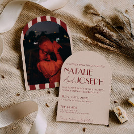 Klassisches tiefrotes fantastisches Foto-Bogen-Hoc Einladung