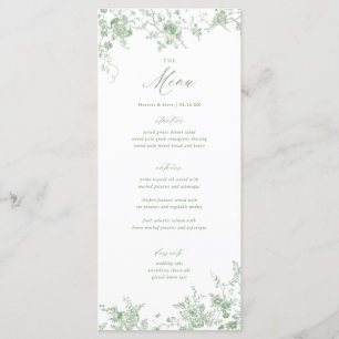 Klassisches Toile Green Floral Wedding Table Menu Menükarte