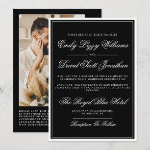 Klassisches traditionelles QR-Foto in Schwarz und  Einladung