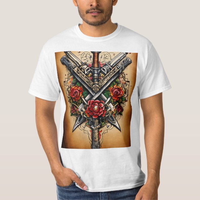 Klassisches, traditionelles, tattoo-Inspiriertes T T-Shirt (Vorderseite)