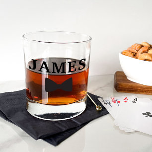 Klassisches Trauzeuge-Schleife-Stemless-Weinglas Whiskyglas