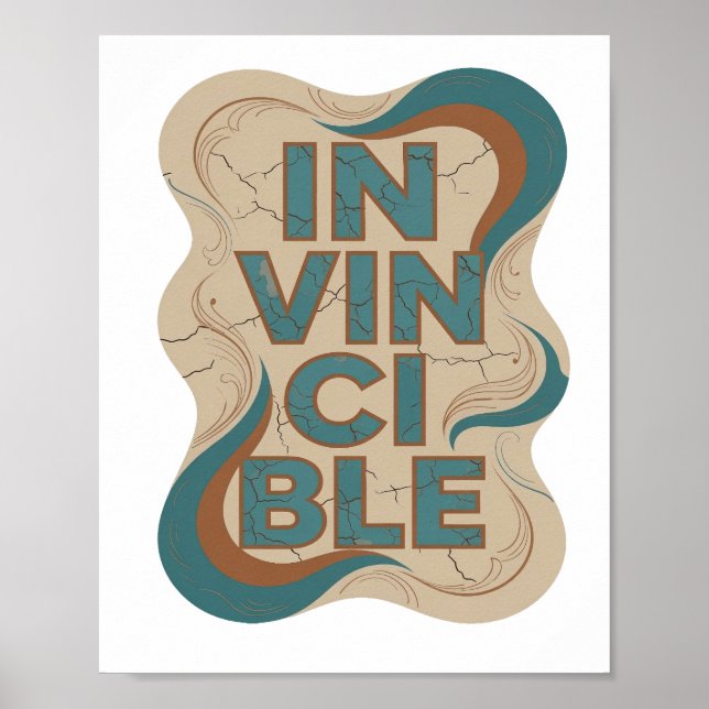 Klassisches Türkis INVINCIBLE 3D-Textkunstwerk Poster (Vorne)