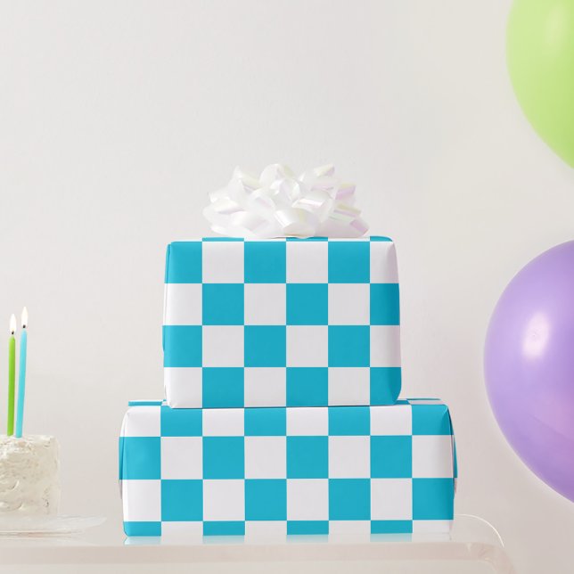 Klassisches Türkis-Schachbrettmuster Geschenkpapier (Von Creator hochgeladen)