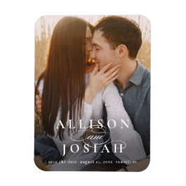 Klassisches Typografie-Foto Hochzeit Sichern Sie d Magnet