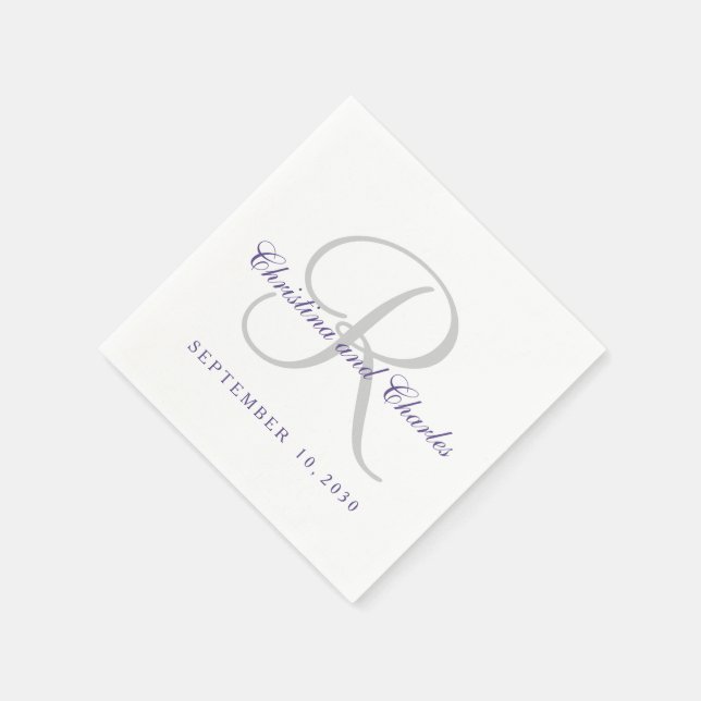 Klassisches Ultra-Violet-Monogramm-Papier Napkins Serviette (Ecke)